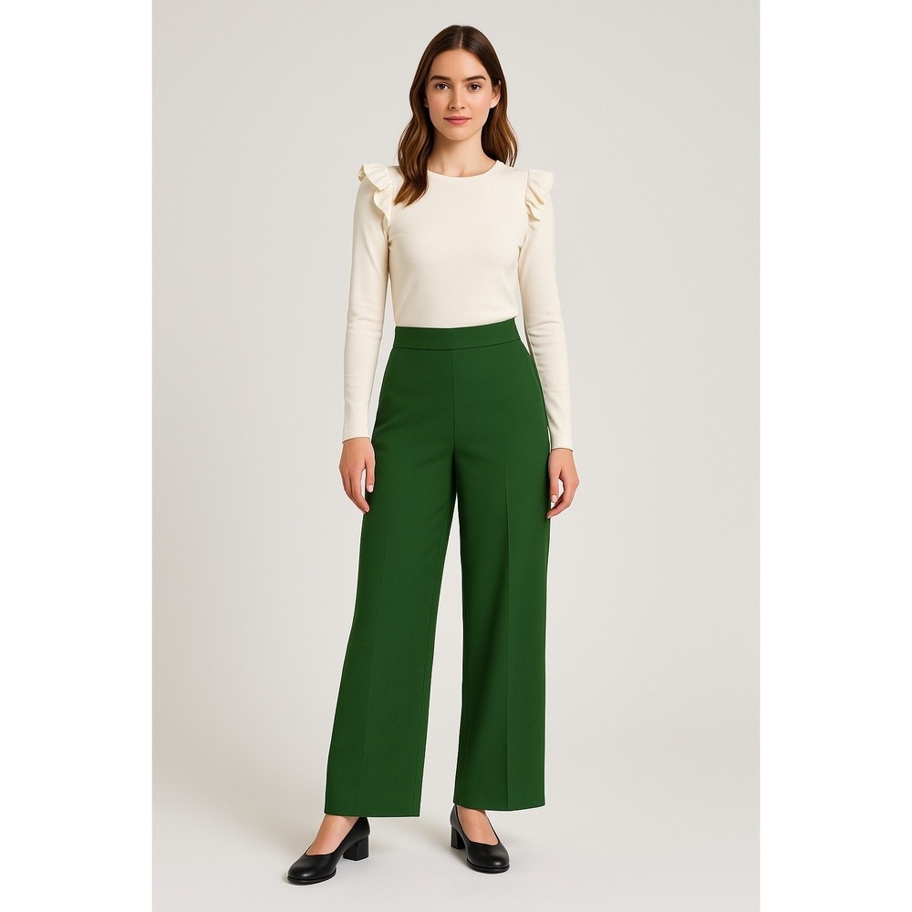 Zara Wide Leg Dress Pants High Waist Green XXL Cropped Fairycore Chic l 69-14